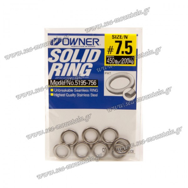 Owner 5195-506 Stainless Steel Solid Rings Size 5-120lb Test Pack of 8 